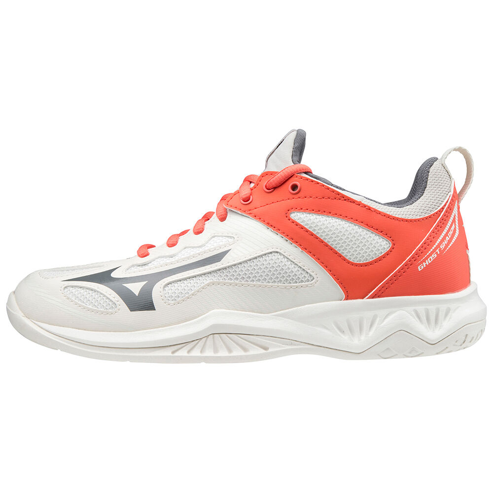 Womens Mizuno Ghost Shadow Badminton Shoes White/ Coral Philippines (SNFZWQ074)